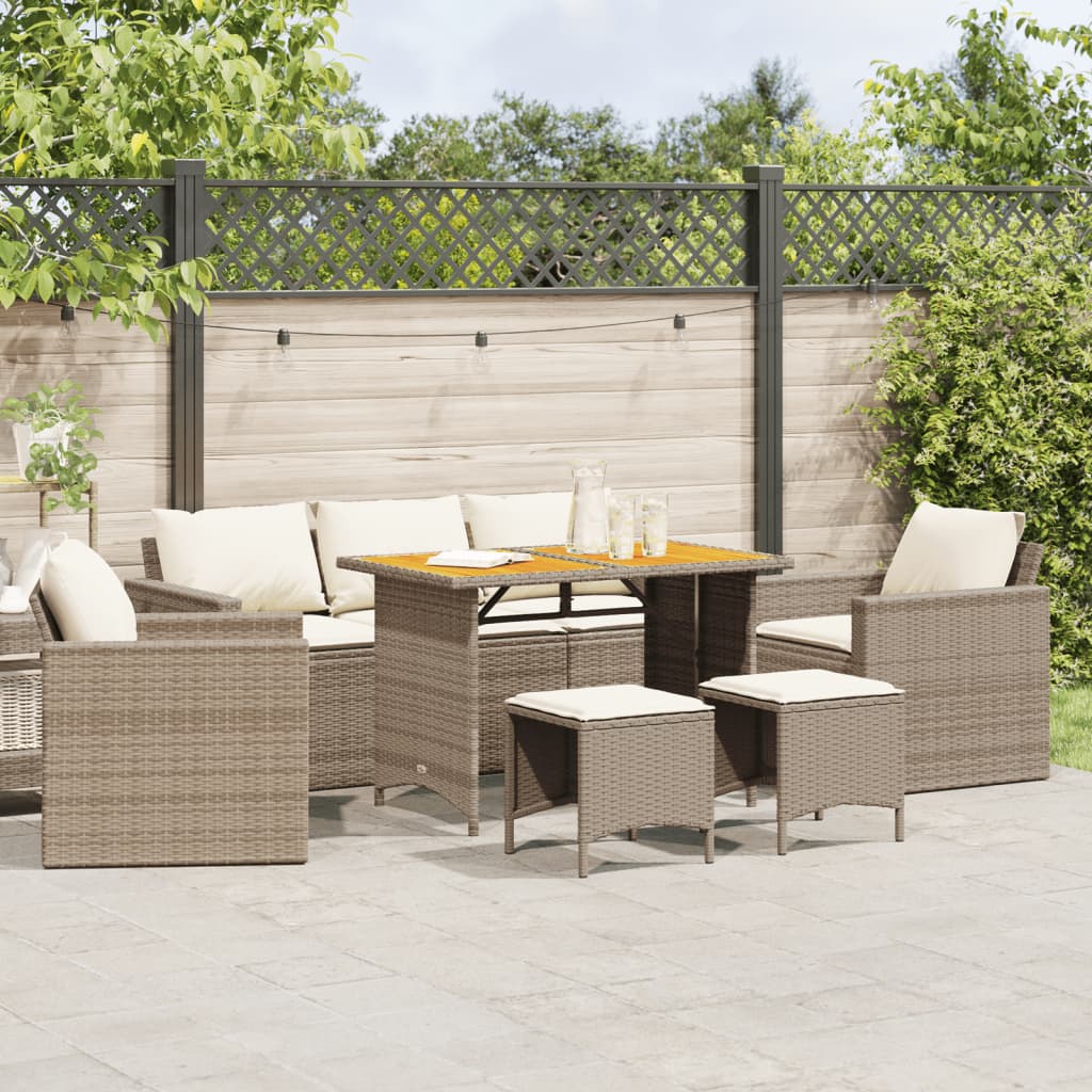 6-delige Loungeset met kussens poly rattan