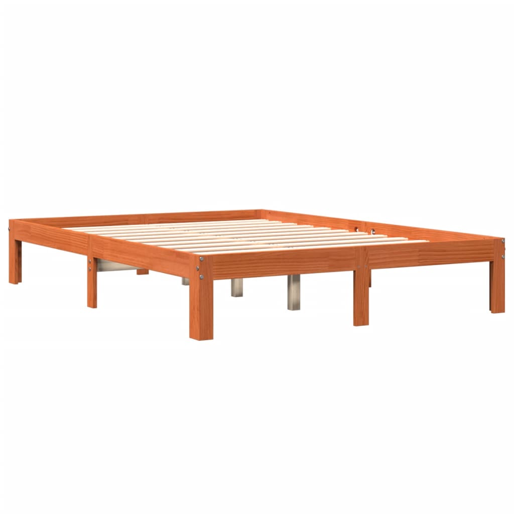 Bedframe massief grenenhout wasbruin 180x200 cm