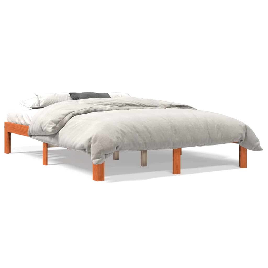 Bedframe massief grenenhout wasbruin 180x200 cm