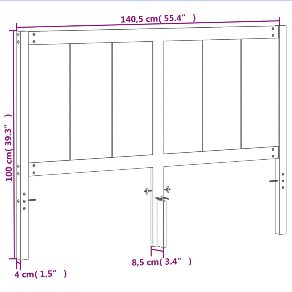 Hoofdbord 80,5x4x100 cm massief grenenhout