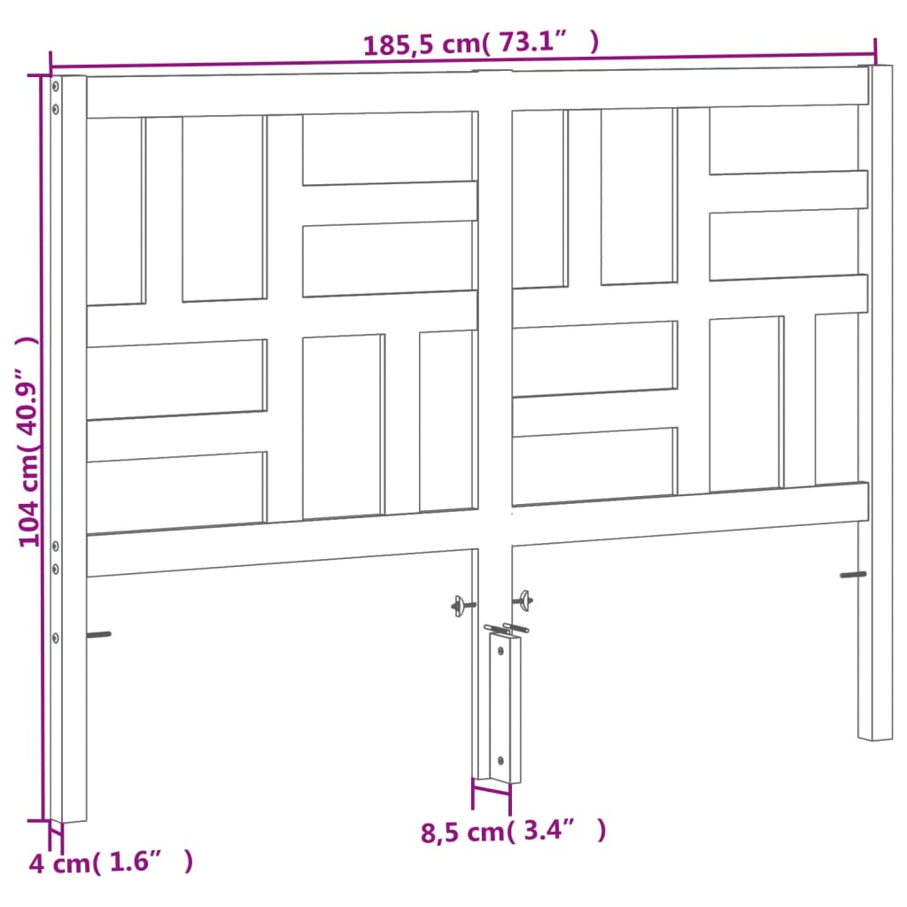 Hoofdbord 126x4x104 cm massief grenenhout