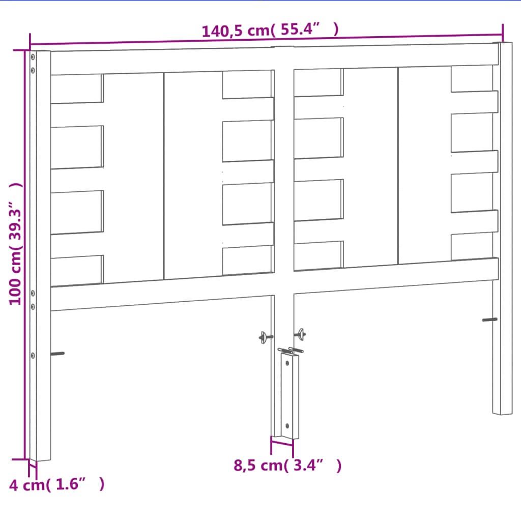 Hoofdbord 106x4x100 cm massief grenenhout