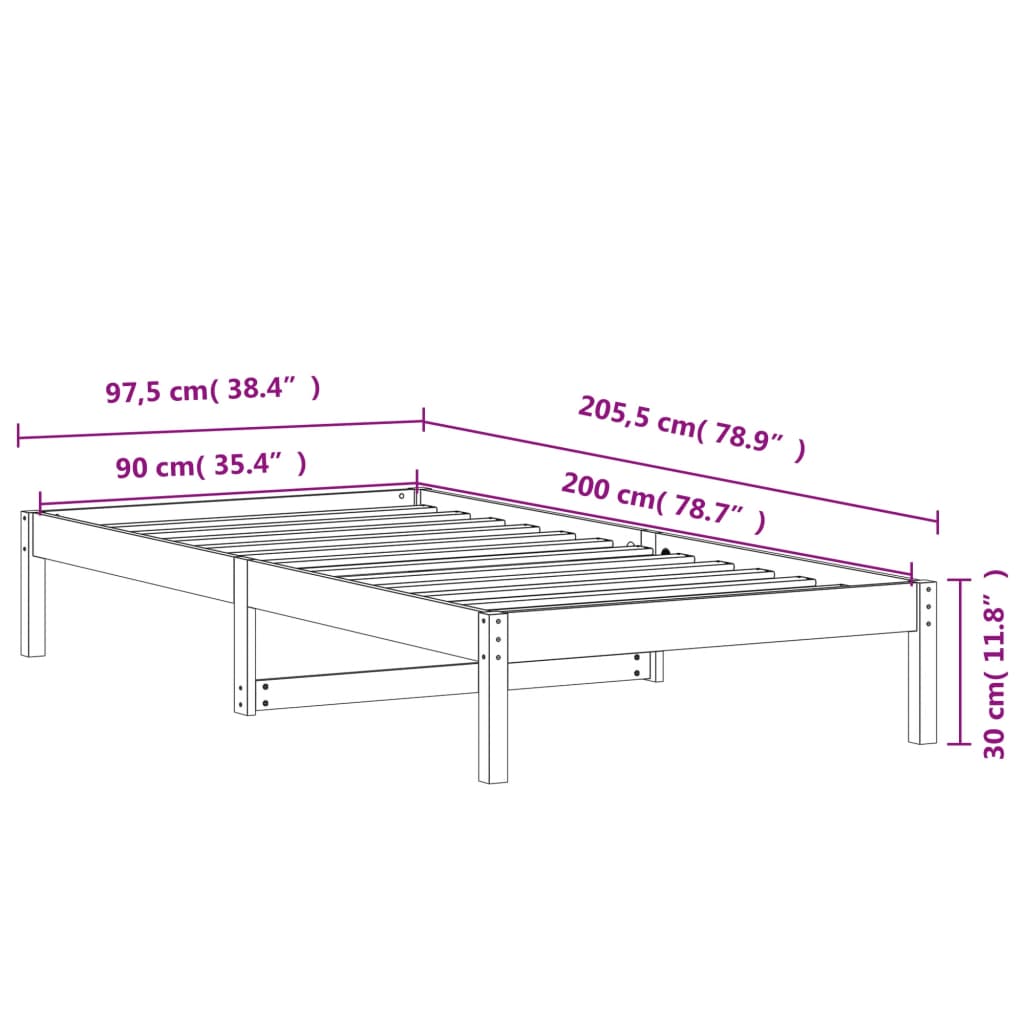 Slaapbank 90x200 cm massief grenenhout