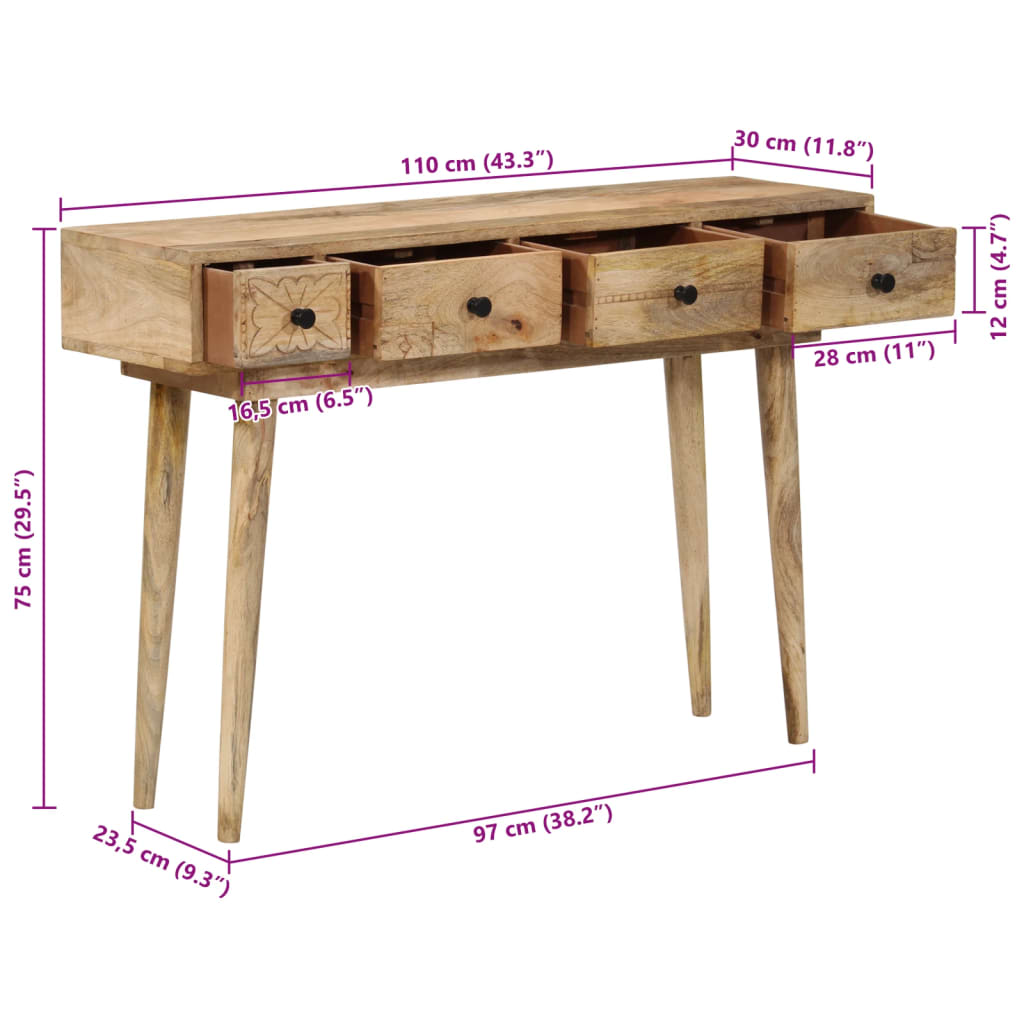 Wandtafel 110x30x75 cm massief mangohout