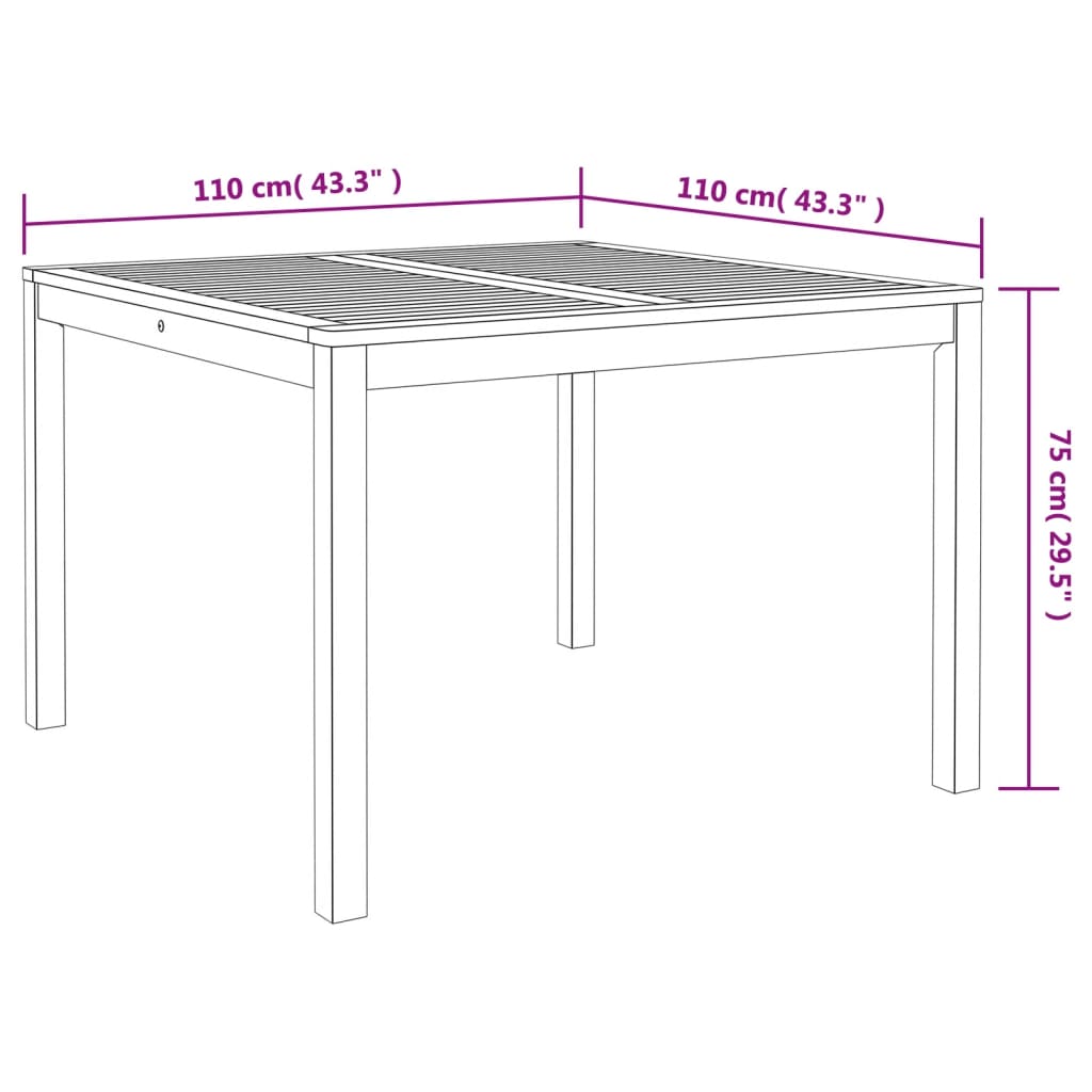 Tuintafel 110x55x75 cm massief acaciahout