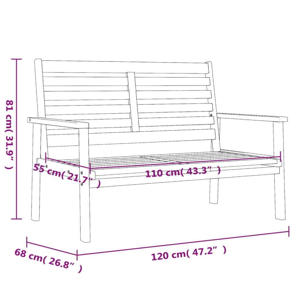 Tuintafel 100x55x45 cm massief acaciahout