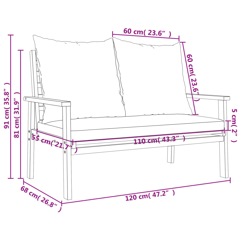 Tuintafel 100x55x45 cm massief acaciahout