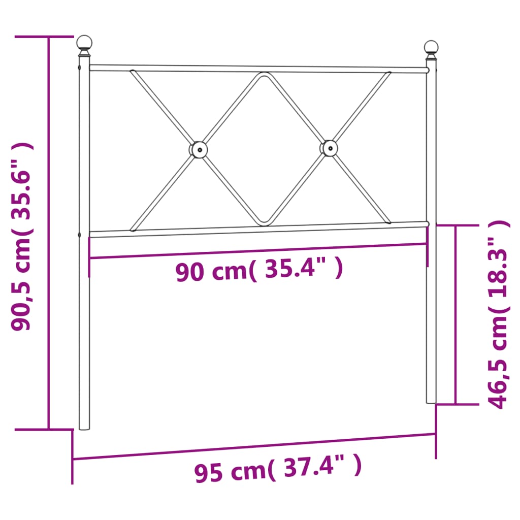 Hoofdbord 193 cm metaal