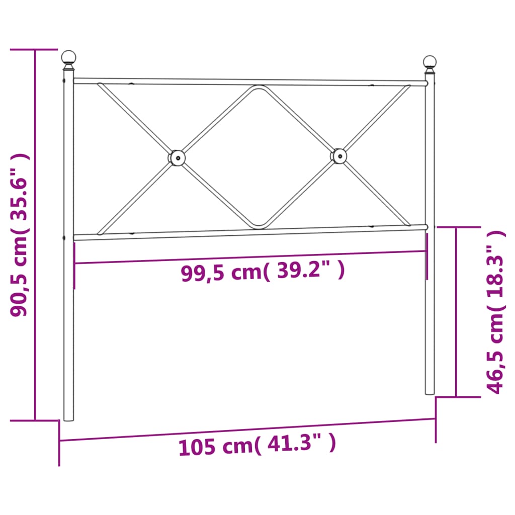 Hoofdbord 193 cm metaal