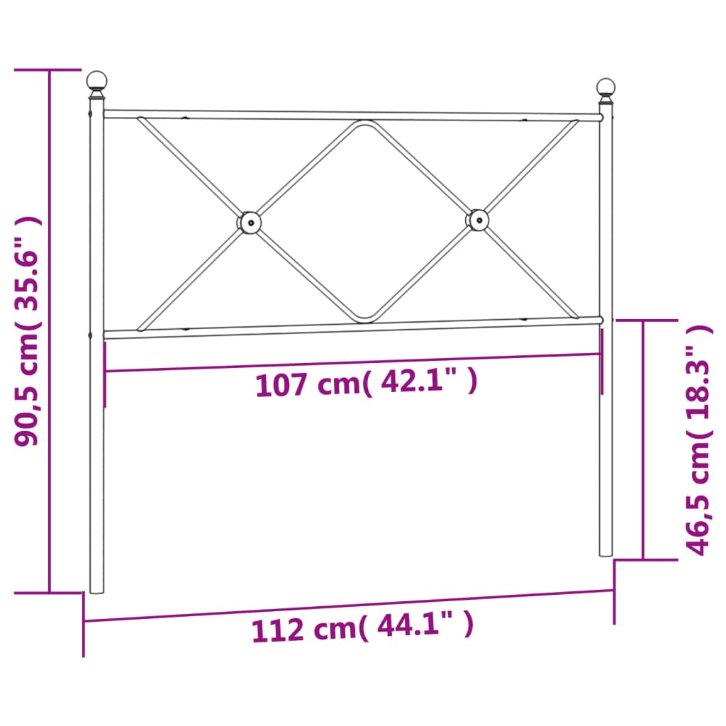 Hoofdbord 193 cm metaal