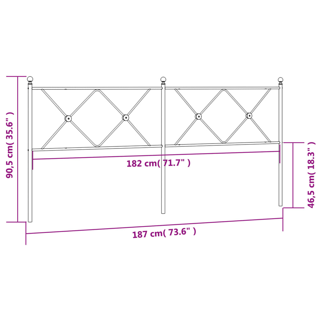 Hoofdbord 193 cm metaal