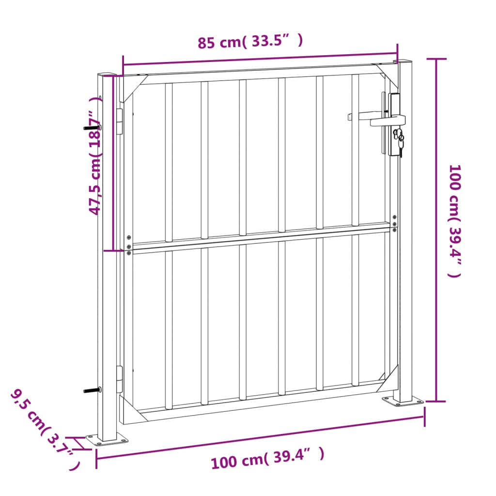 Tuinpoort 100x200 cm roestvrij staal