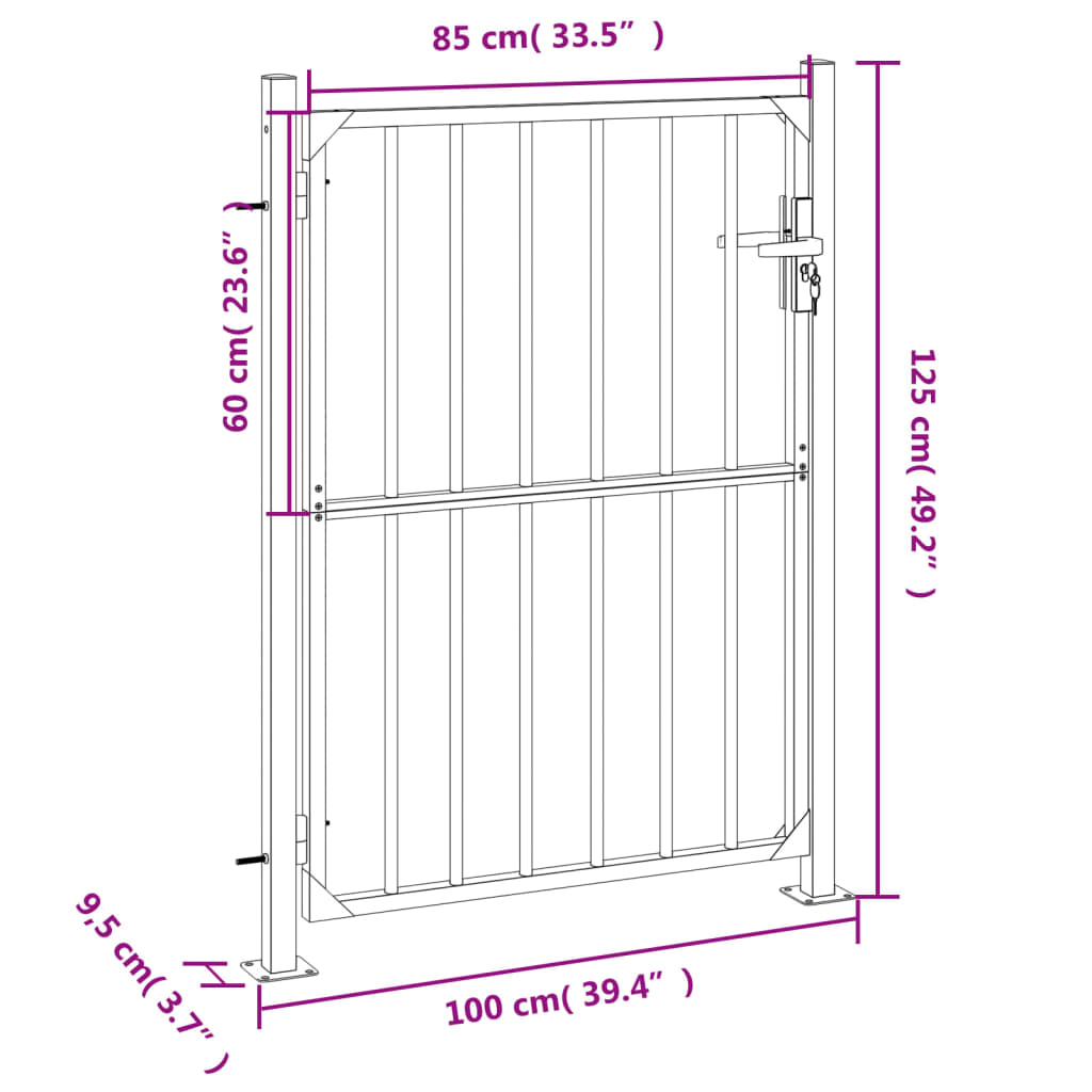 Tuinpoort 100x200 cm roestvrij staal