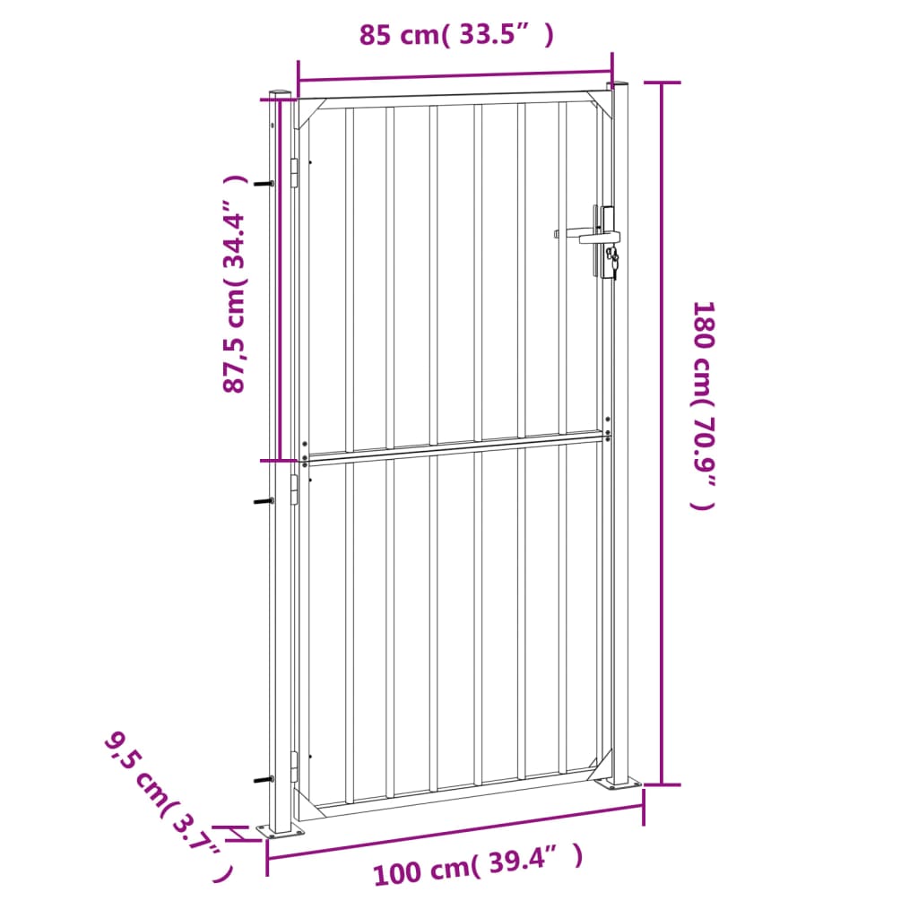 Tuinpoort 100x200 cm roestvrij staal