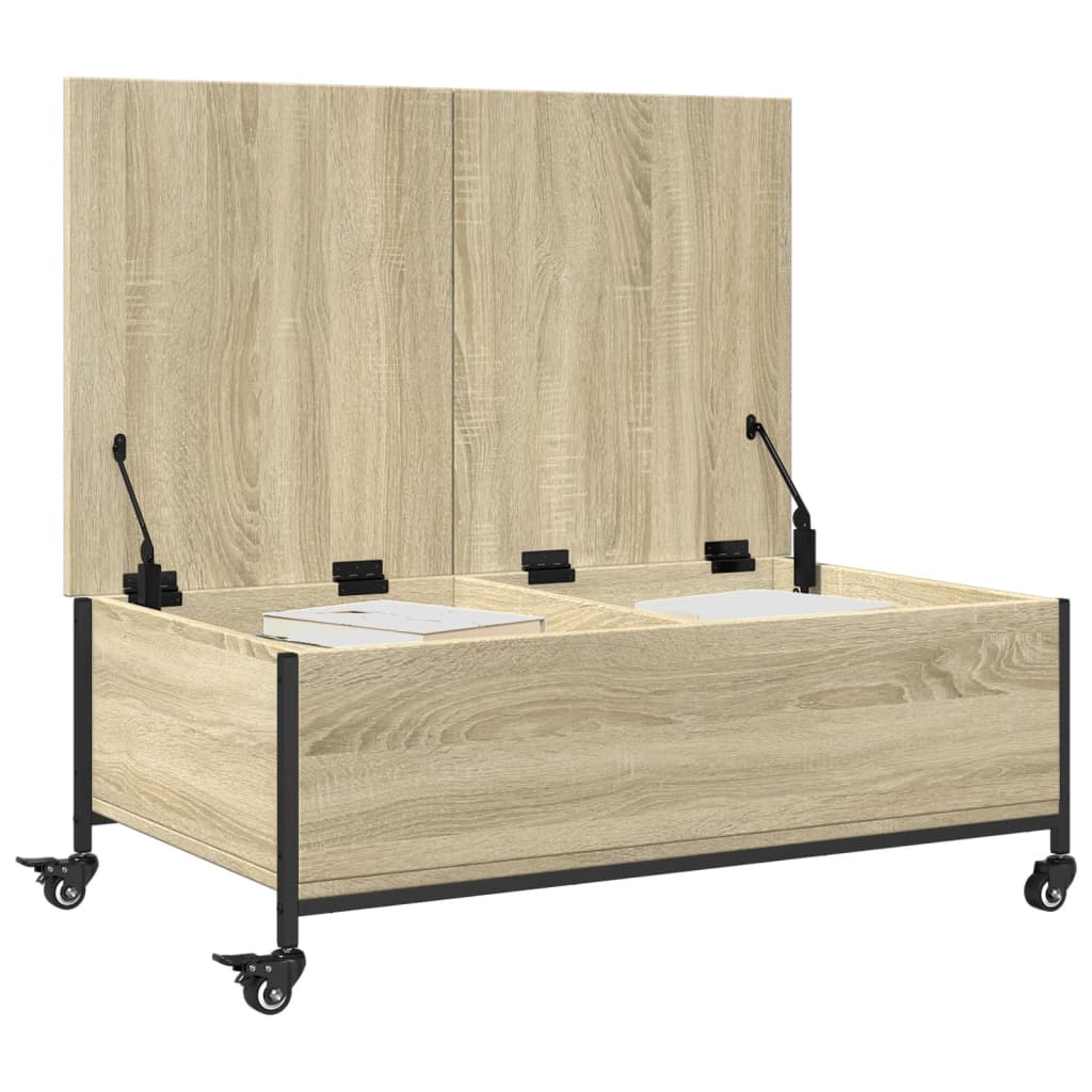 Salontafel met wielen 91x55x34 cm bewerkt hout