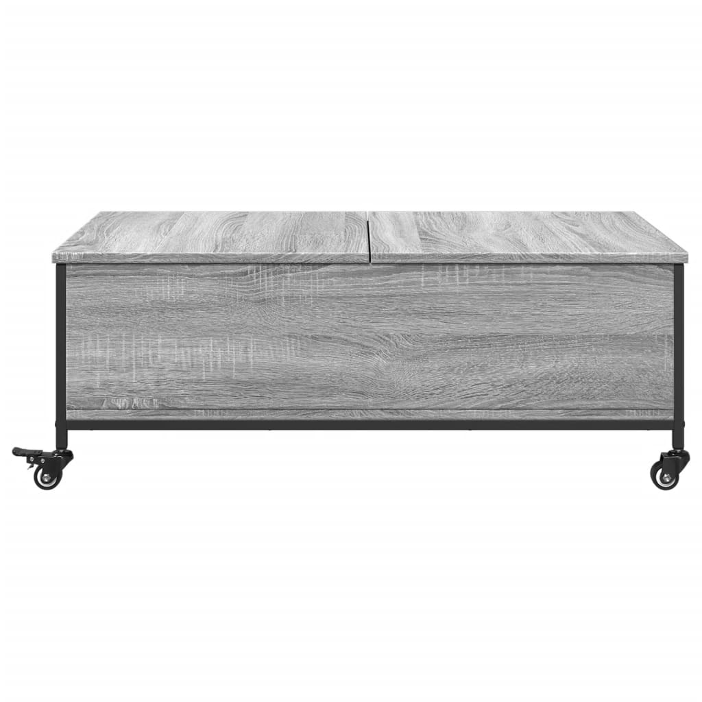 Salontafel met wielen 91x55x34 cm bewerkt hout