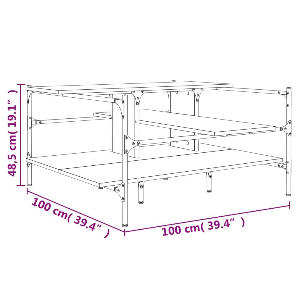 Salontafel 100x100x48,5 cm bewerkt hout