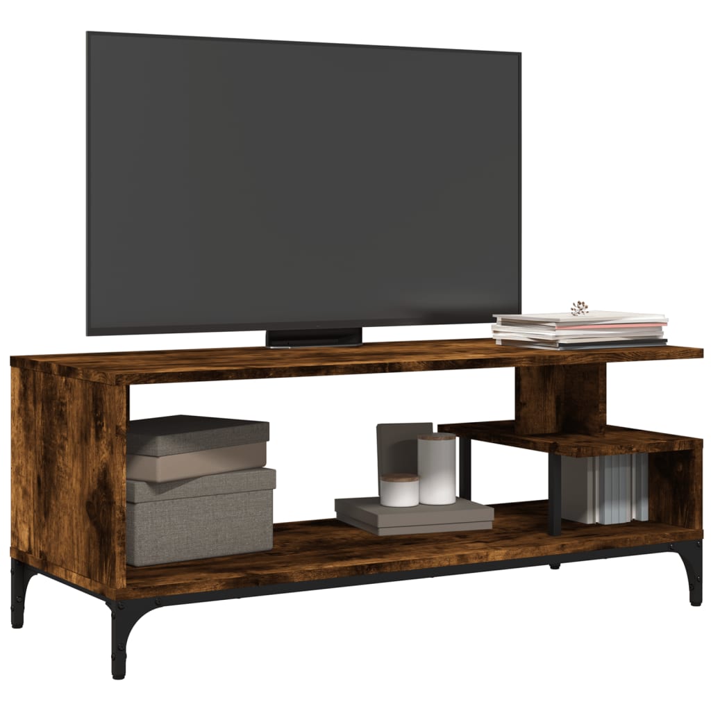 Tv-meubel 102x40x41 cm hout en gepoedercoat staal