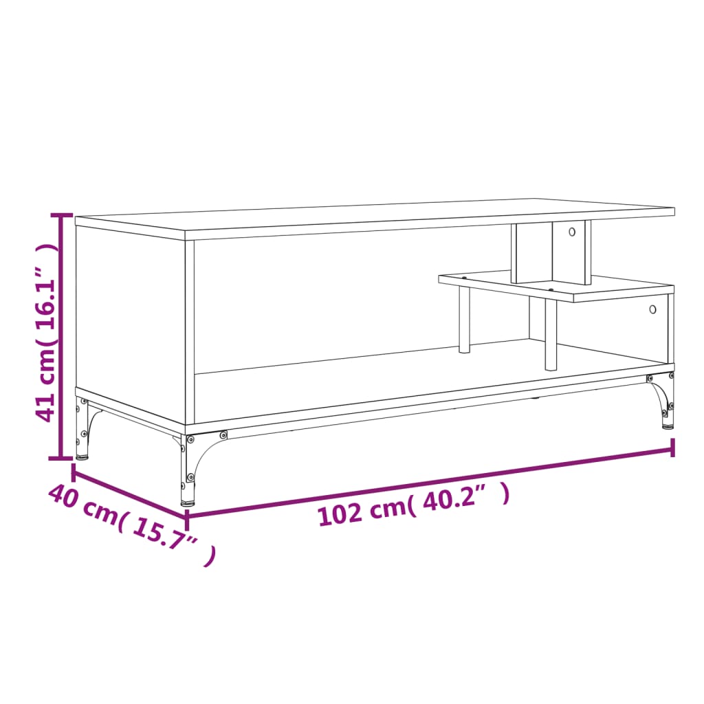 Tv-meubel 102x40x41 cm hout en gepoedercoat staal