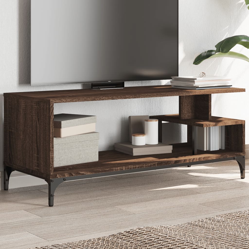 Tv-meubel 102x40x41 cm hout en gepoedercoat staal