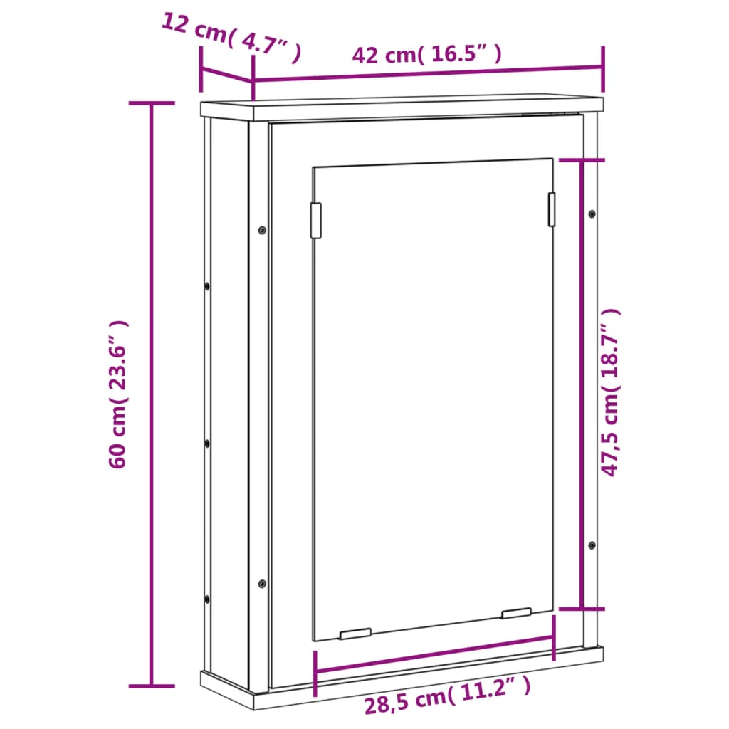 Badkamerspiegelkast 42x12x60 cm bewerkt hout