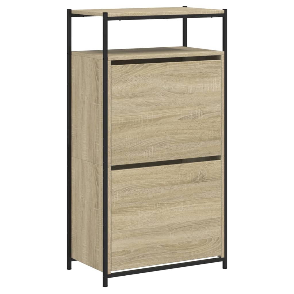 Schoenenkast 75x34x112 cm bewerkt hout eikenkleurig