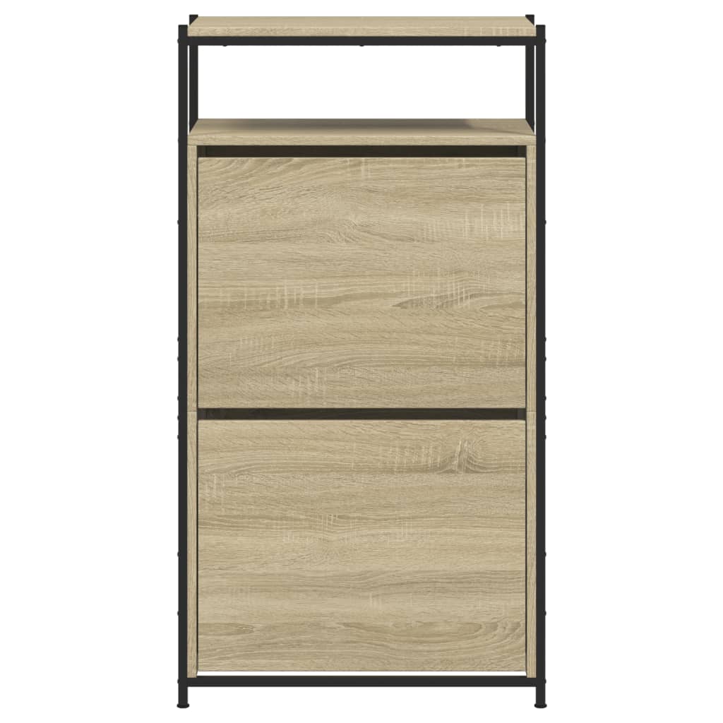 Schoenenkast 75x34x112 cm bewerkt hout eikenkleurig