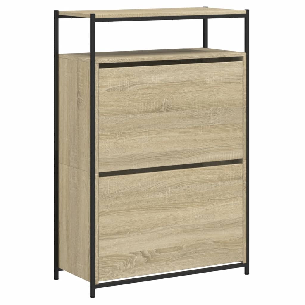 Schoenenkast 75x34x112 cm bewerkt hout eikenkleurig