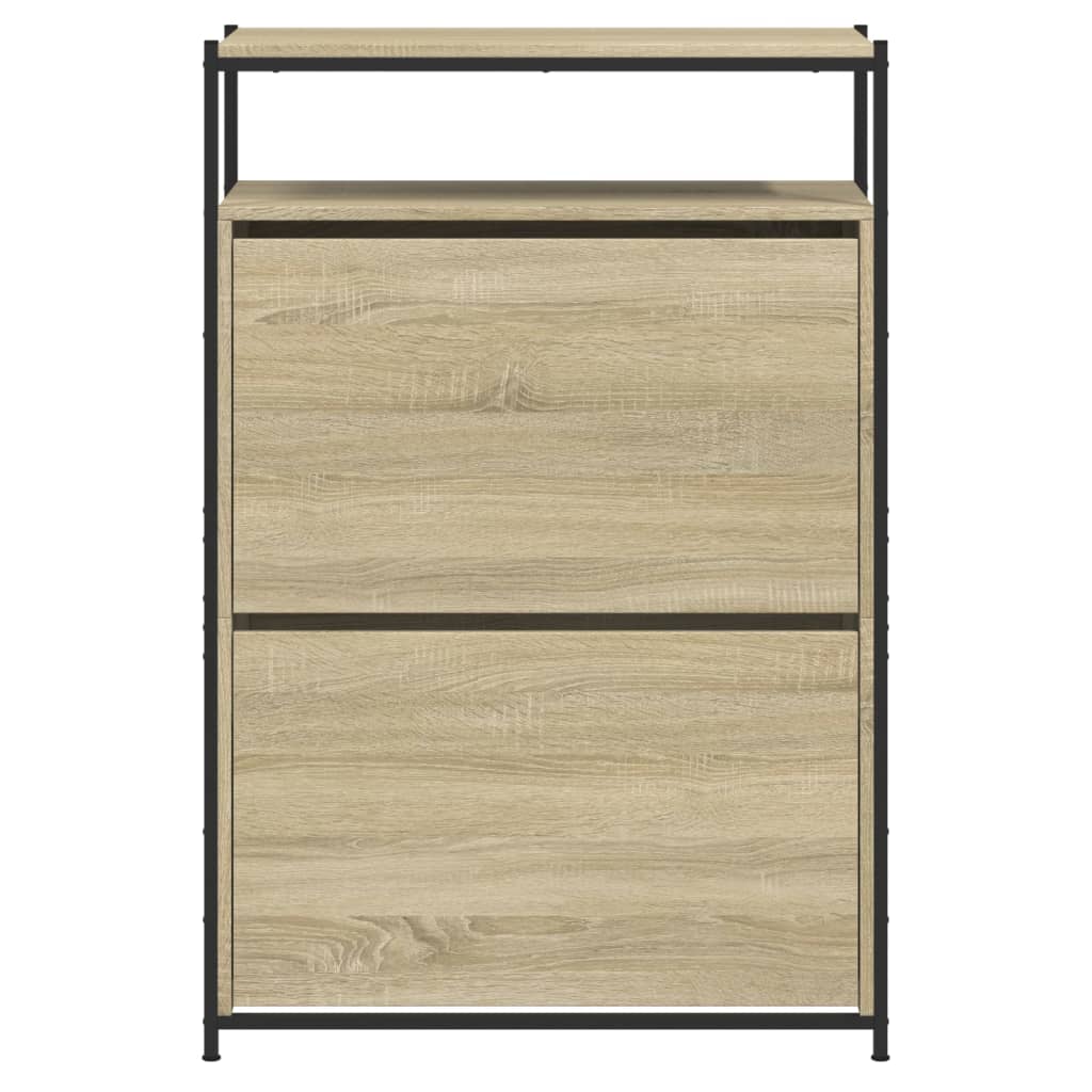 Schoenenkast 75x34x112 cm bewerkt hout eikenkleurig