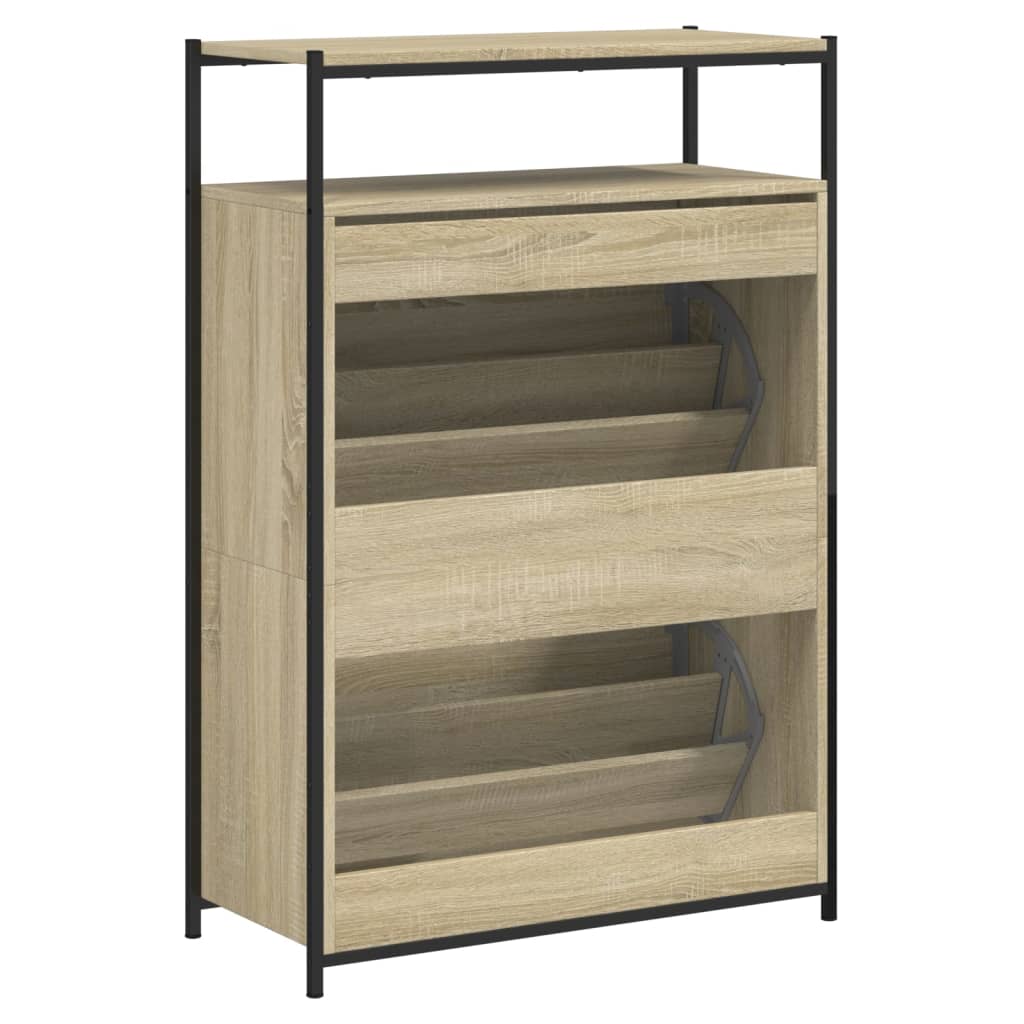 Schoenenkast 75x34x112 cm bewerkt hout eikenkleurig