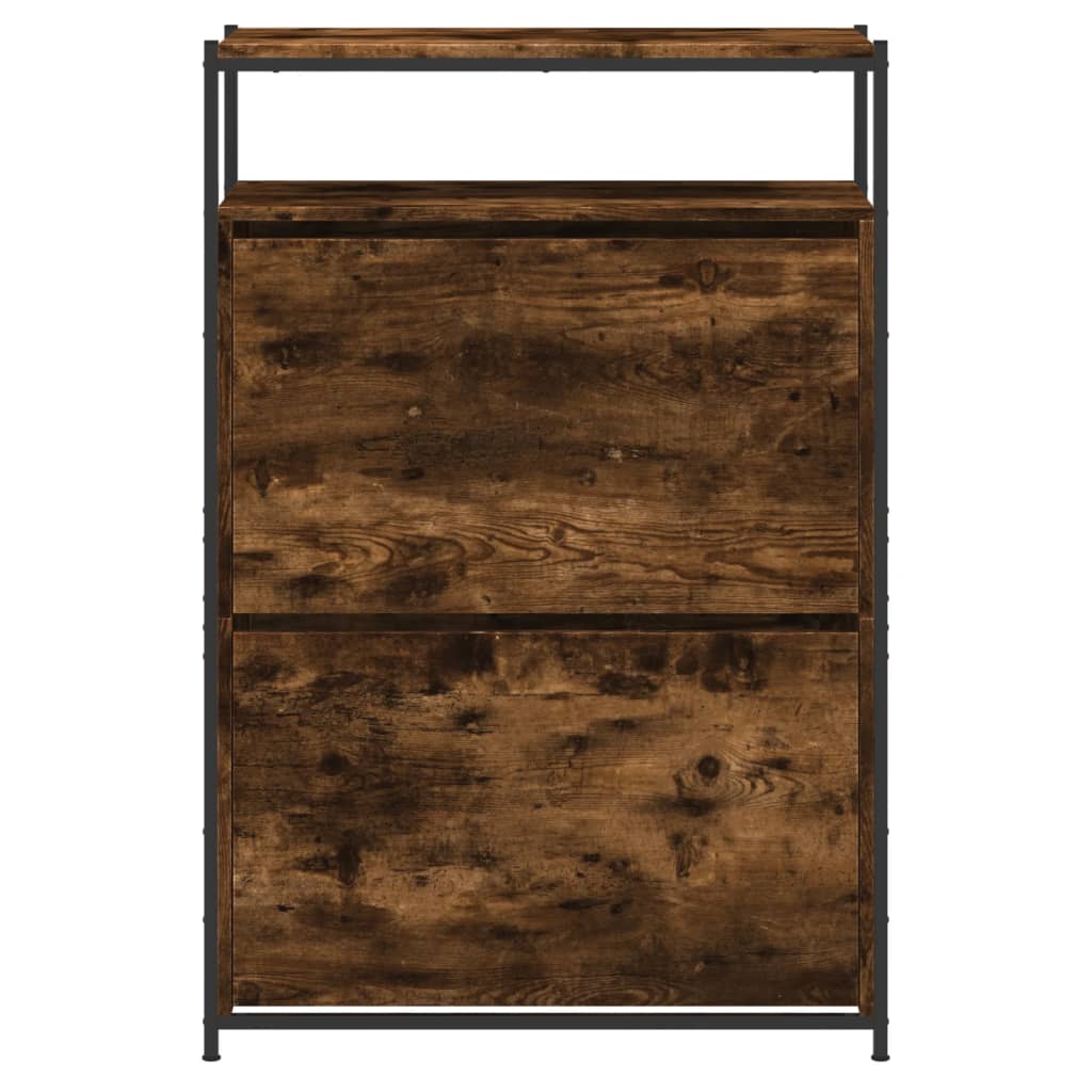 Schoenenkast 75x34x112 cm bewerkt hout eikenkleurig