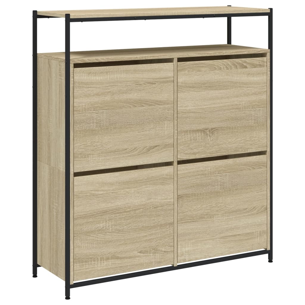 Schoenenkast 75x34x112 cm bewerkt hout eikenkleurig