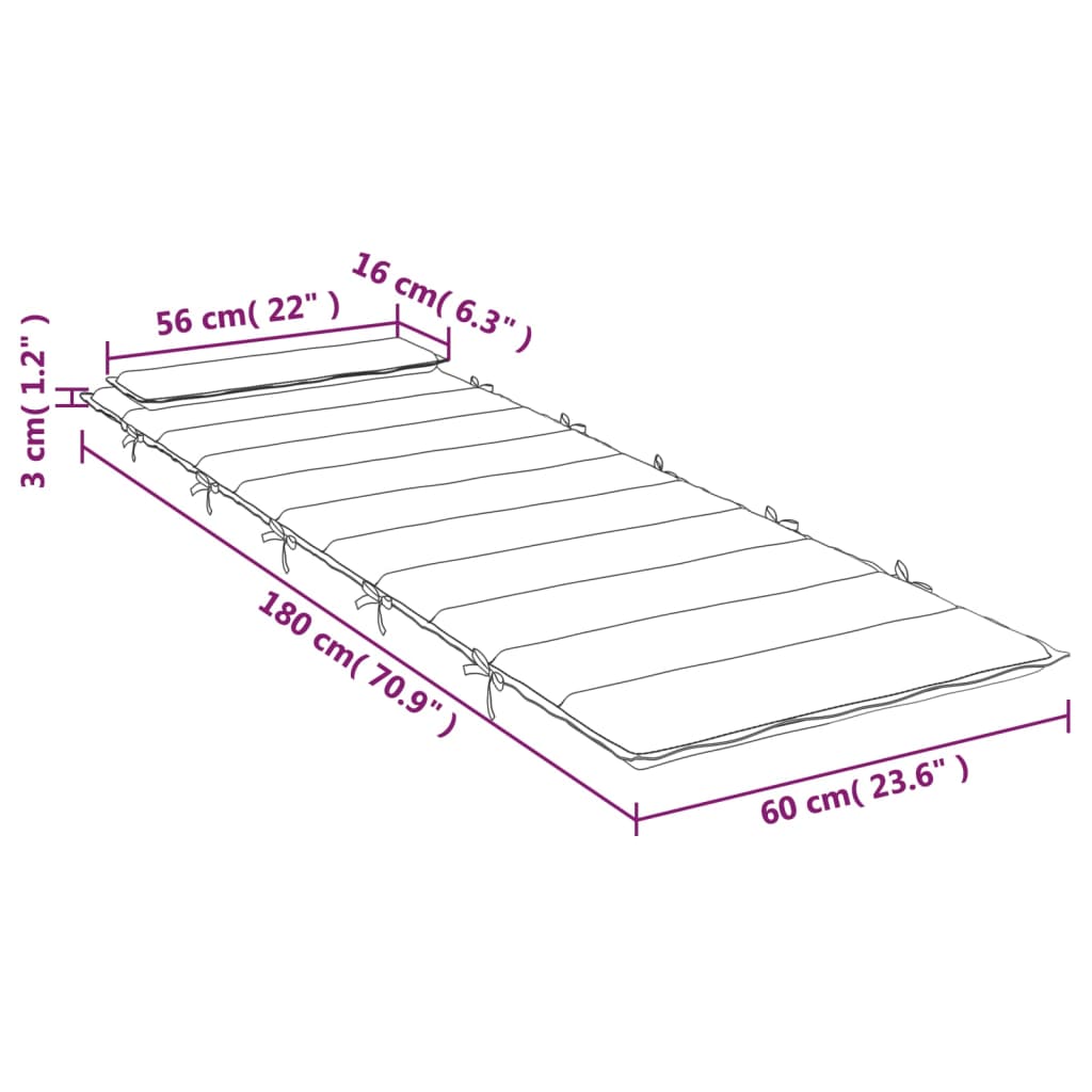 Ligbedkussen 180x60x3 cm oxford stof