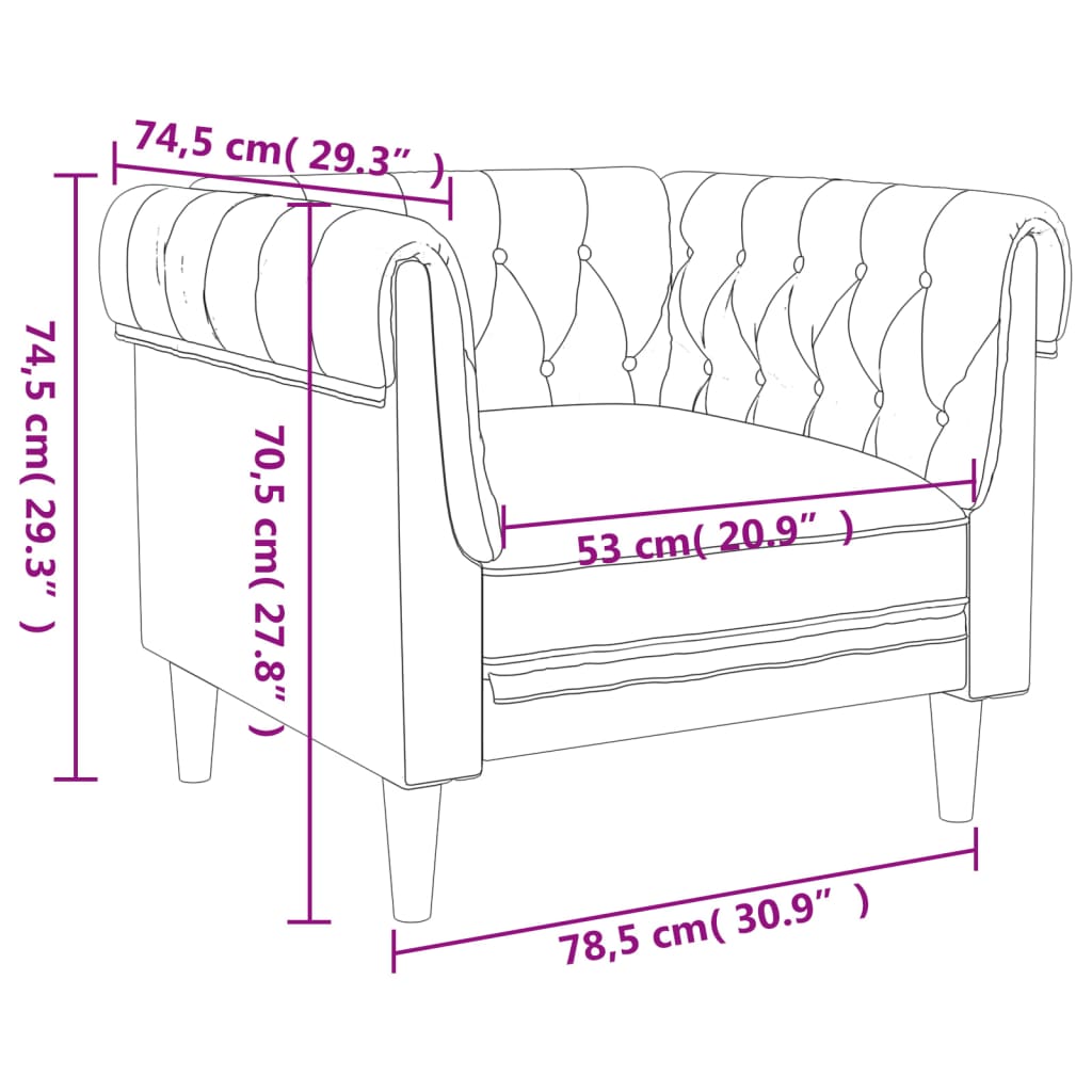 Fauteuil Chesterfield-stijl stof