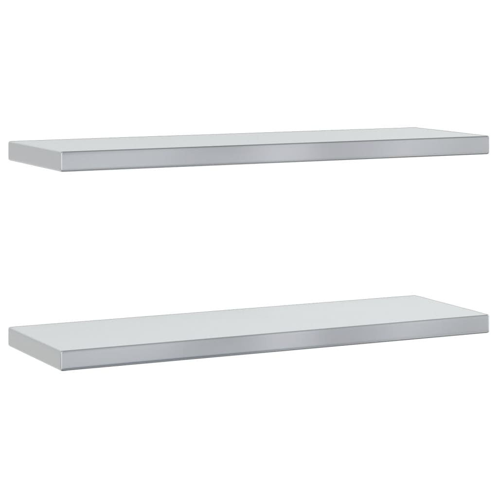 Wandschappen 2 st 100x23,5x3 cm roestvrijstaal zilverkleurig