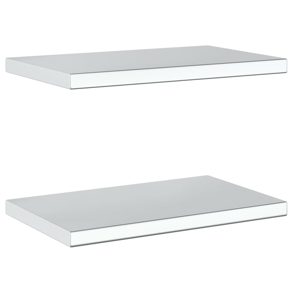 Wandschappen 2 st 100x23,5x3 cm roestvrijstaal zilverkleurig