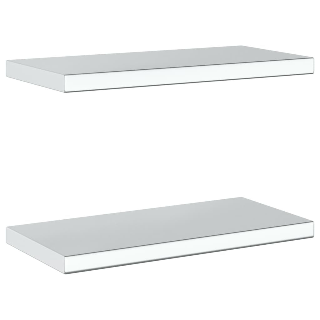 Wandschappen 2 st 100x23,5x3 cm roestvrijstaal zilverkleurig