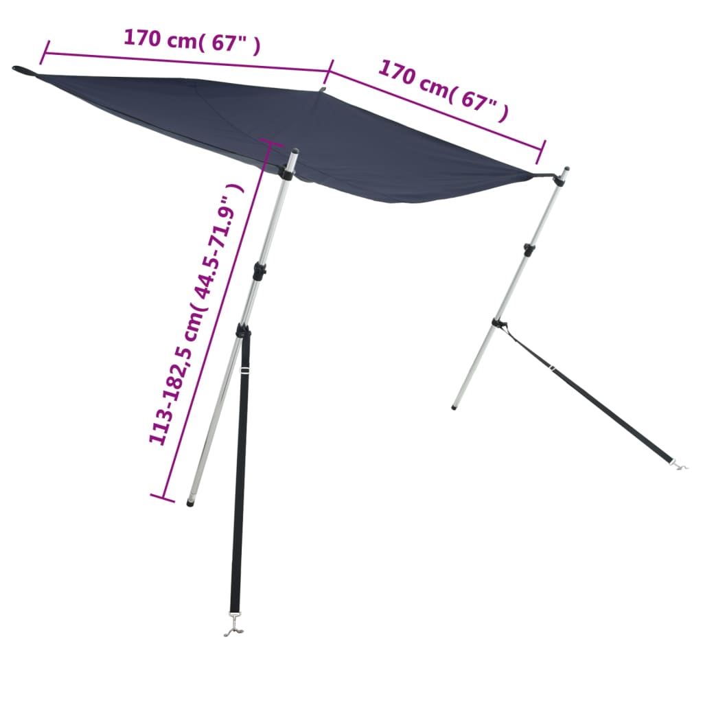 Schaduwdoek T-top 174x205x(115-194) cm antracietkleurig