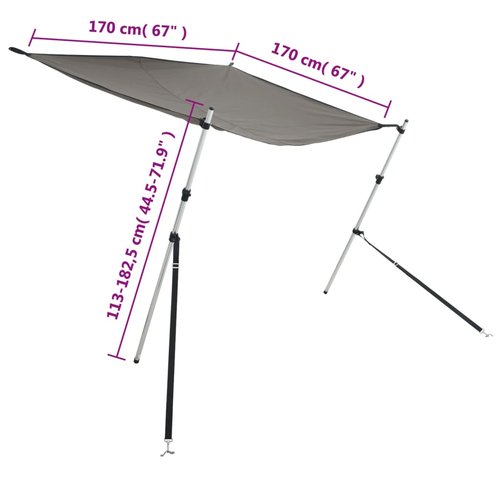 Schaduwdoek T-top 174x205x(115-194) cm antracietkleurig