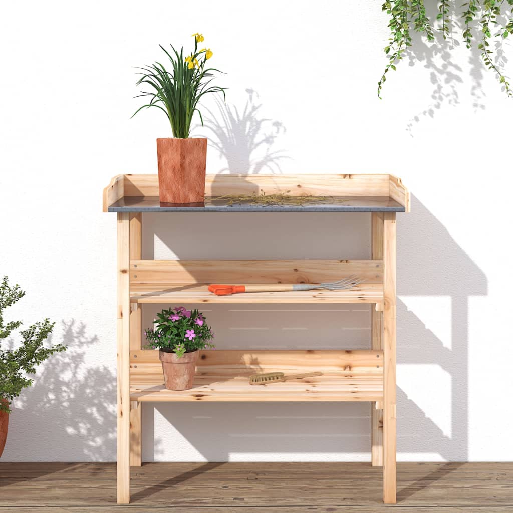 Plantentafel met schappen 78x38x82,5 cm vurenhout