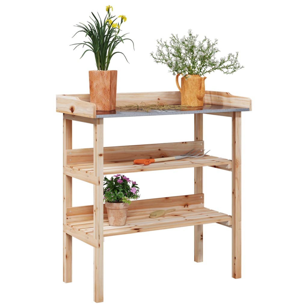 Plantentafel met schappen 78x38x82,5 cm vurenhout