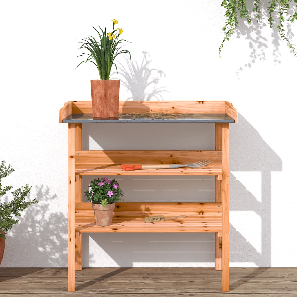 Plantentafel met schappen 78x38x82,5 cm vurenhout