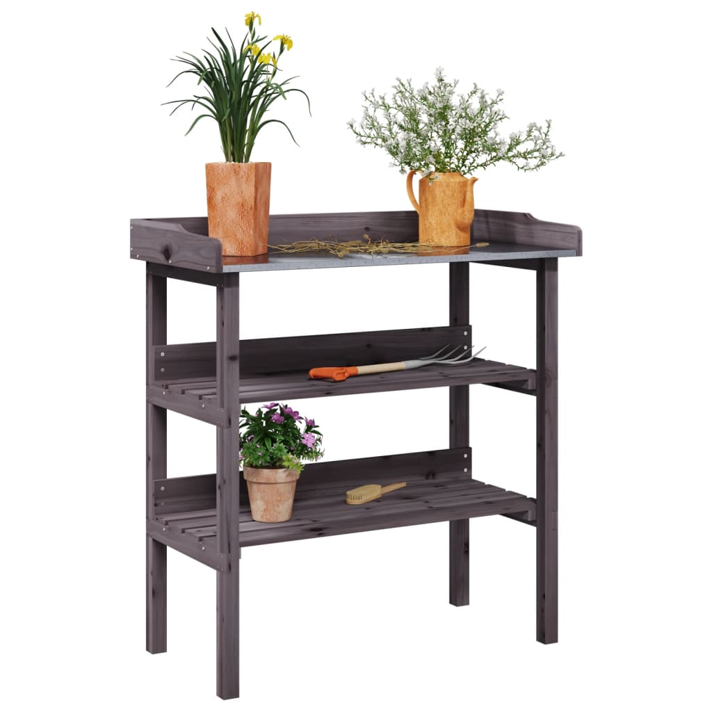 Plantentafel met schappen 78x38x82,5 cm vurenhout