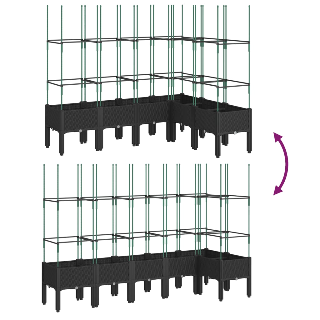 Plantenbak met latwerk 200x160x142,5 cm polypropeen wit