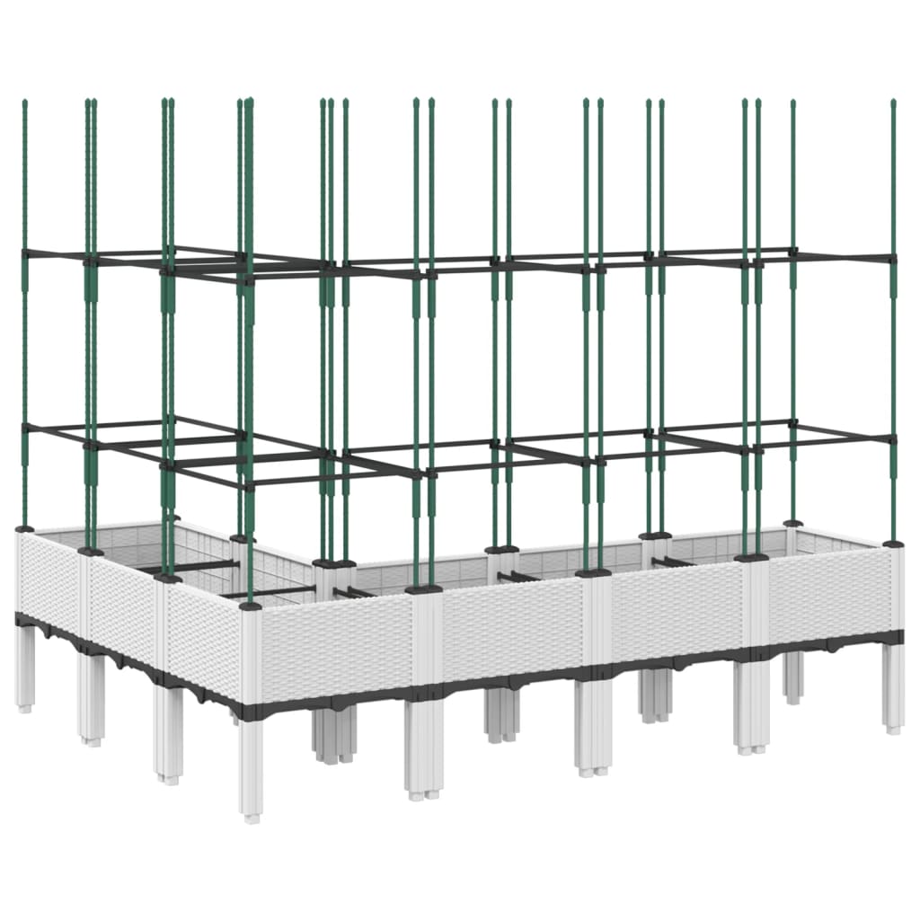 Plantenbak met latwerk 200x160x142,5 cm polypropeen wit