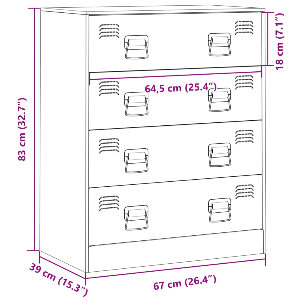 Dressoir 67x39x83 cm staal