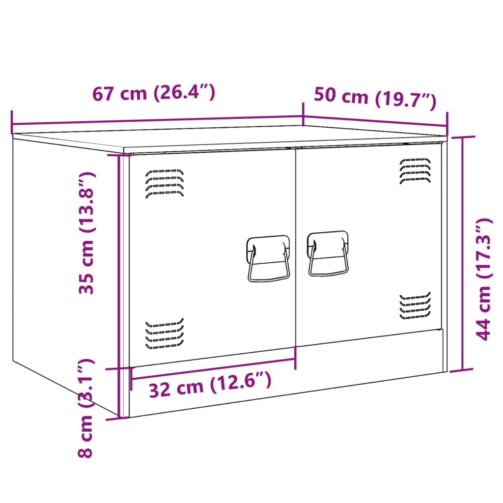 Salontafel 67x50x44 cm staal