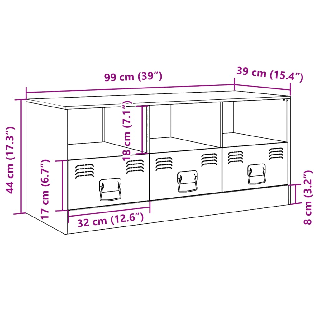 Tv-meubel 99x39x44 cm staal antracietkleurig