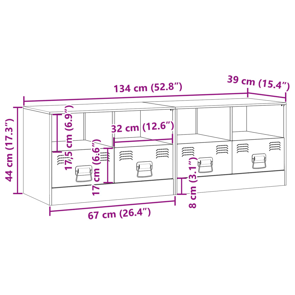 Tv-meubelen 2 st 67x39x44 cm staal