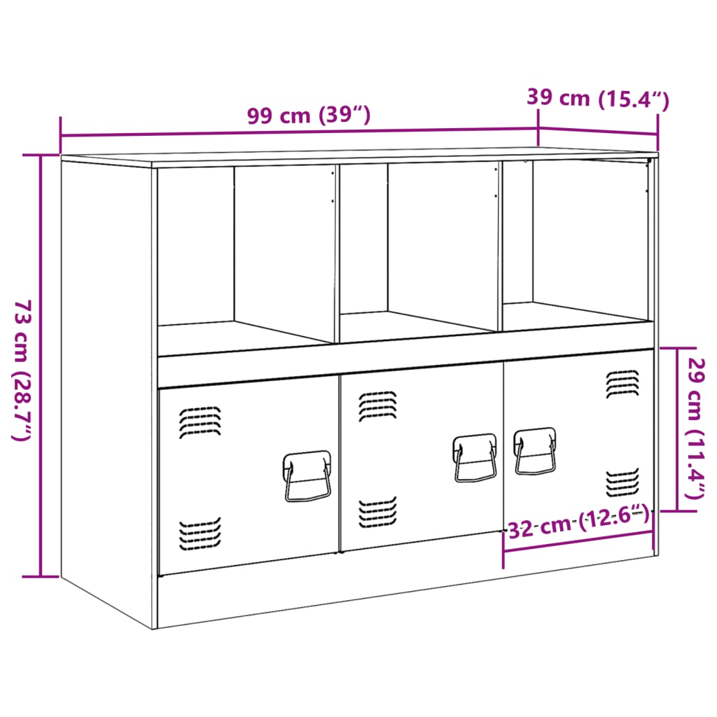 Dressoir 99x39x73 cm staal antracietkleurig